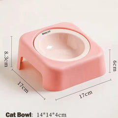 1pc Cat Bowl Ceramic Food Bowl Plastic Holder Neck Protection Dog Food Bowl Anti Tilt Pet Feeding Bowl