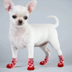 4Pcs Winter Knit Warm Socks for Small Dogs Thick Anti-Slip Pet Dog Socks Chihuahua Paw Protector Dog Booties Accessories S/M/L