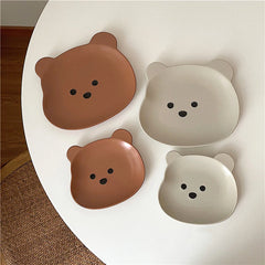 Kawaii Bear Bowl Plate Tableware Ceramics Cute Fruit Noodle Breakfast Salad Bowl Korean Accessories Utensils For Kitchen