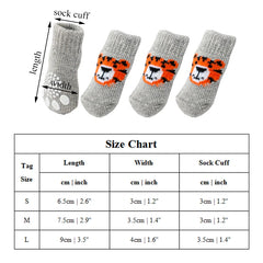 4Pcs Winter Warm Anti-Slip Pet Dog Socks Small Cat Dogs Knit Socks Chihuahua Thick Paw Protector Dog Socks Booties Accessories