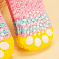 4Pcs Winter Knit Warm Socks for Small Dogs Thick Anti-Slip Pet Dog Socks Chihuahua Paw Protector Dog Booties Accessories S/M/L
