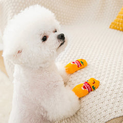 4Pcs Winter Warm Anti-Slip Pet Dog Socks Small Cat Dogs Knit Socks Chihuahua Thick Paw Protector Dog Socks Booties Accessories