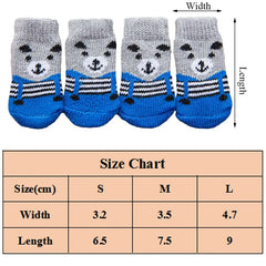 4Pcs Winter Knit Warm Socks for Small Dogs Thick Anti-Slip Pet Dog Socks Chihuahua Paw Protector Dog Booties Accessories S/M/L