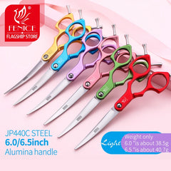 Fenice 6.0/6.5/7 Inch Professional Dog Grooming Scissors Curved Japan 440C Shear with High Quality Alloy Handle aseo de mascotas