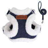 Winter Warm Dog Harness Leash Set Soft Fur Padded Dogs Vest Harness With Lead Leash Adjustable for Small Medium large Dogs Cats