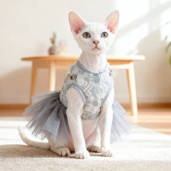 2025 Autumn/ Winter Princess Dress for Dog Cat Coat Pearl Necklace Gray Swan Cat Costumes Pet Puppy Clothes