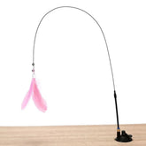 Strong Suction Cup Cat Teaser Wand - Steel Wire Feather Bell Kitten Toy, Self-Playing Chew Resistant Pet Supplies