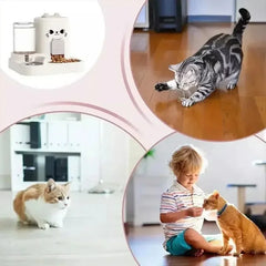 2in1 Auto Cat Dog Feeder Large Capacity Dry Wet Food Dispenser Automatic Water Fountain Leakproof Bowl Pet Food Storage Pet Acce