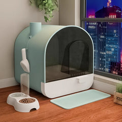 Extra Large Cat Litter Box with Drawer, Closed Design Prevents Splash & Odor, High-Sided Cat Sand Pan, Easy Clean for Big Cats