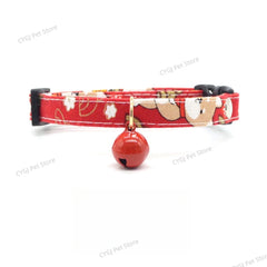 Red Small Cat Necklace Neck Collar Safety Breakaway Heart Shape Dog Tie Adjustable Strap for Puppy Kittens Collar with Bell