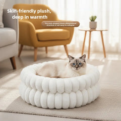 Winter Cat Nest Round Pet Bed Winter Warm Cat Sofa Bed Washable Seasonal Universal Decoration