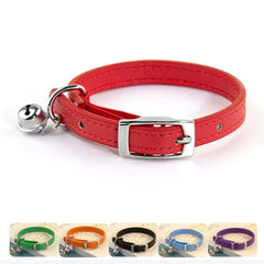 Soft PU Leather Cat Collar With Bell Safety Anti suffocating Collars For Cats Kitten Pet Puppy Necklace Adjustable XS S Red