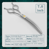 Refinement curved teeth scissors pet grooming thinning scissors 7inch curved fluffy shears dog trimming shears pet styling tools