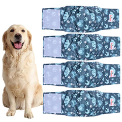 4PCS Washable Male Dog Diaper Reusable Nappy Belly Band Wrap Physiological Sanitary Pants For Incontinence And Training Diapers