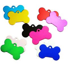 Wholesale 20pcs Bone Double Sides Personalized Dog ID Tags Aluminum Customized Cat Puppy Name Phone No. Tags Plate Keyrings