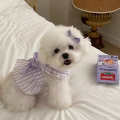 Bichon Teddy Dog Cat Striped Dress Summer Lightweight Breathable Adjustable Puppy Clothes Ready To Ship Cute Spring Pet Apparel