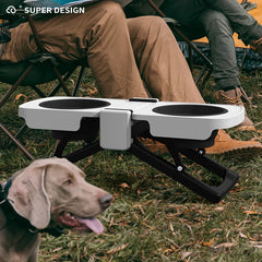 Hupu Pet Bowl, Portable Foldable Dog Bowl for Outdoor Use, Elevated Neck Protection, Double Pet Bowl, Large Capacity Dog Bowl, Outdoor Dining Table
