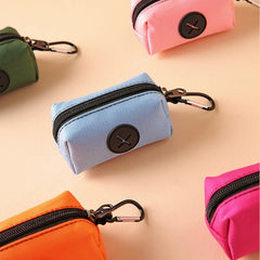 Canvas Dog Poop Bag Holder, Outdoor Pet Waste Bag Dispenser with Carabiner Clip, Animal Waste Collection Pouch