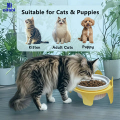 Oitabi Cat Ceramic Bowls Dog Food Bowls Elevated Tilted Anti Vomiting Kitty Bowl for Puppy and Bunny Orthopedic for Indoor Cats