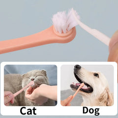 Dog Toothbrush Small Head Pet Toothbrush 2PC Set Dog Teeth Cleaning Oral Care Puppy Toothbrushes Long Handle Cat Teethbrush Suit