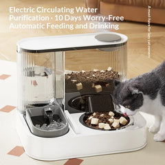 2-in-1 Stainless Steel Pet Feeder - Automatic Food Dispenser & Water Fountain, Smart Connected Bowl for Cats (CE/FCC)