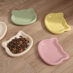 4pcs Multicolor Plastic Cat Bowl Set,Pet Supplies Category,Cartoon Cat-Shaped Design, Non-Slip Bottom to Prevent Slipping