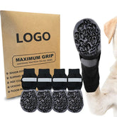 Non-Slip Dog Socks for Hardwood Floors, Prevents Licking Slipping, Thick Dog Booties with Grippers for Small Medium Large Dogs