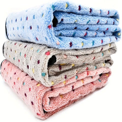Coral Fleece Pet Blanket with Cute Dot Pattern - Soft Fluffy Warm Bed Mat, Universal for Cats & Small/Large Dogs