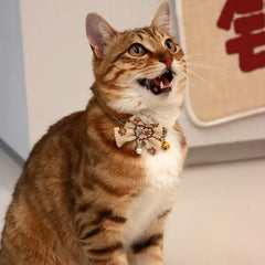 Safe Cat Collar with Bell, Bow Tie, Breakaway Safety Clasp Pet Accessories Lace Kitten Necklace for Cats Puppy Small Dogs