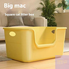HUA Open-Top Cat Potty Cat Garbage Odor-Resistant Bin Large Capacity Large Size Semi Enclosed Anti-Spla Cat Toilet Pet Supplies