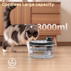 Wireless Cat Water Fountain 3L Stainless Steel Pet Drinking Dispenser Smart Sensor Auto Circulating Filter 4200mAh LED Display