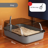 Cats Toilet Cat Litter Box Semi-enclosed High Side Splashproof Pet Bedpans with Litter Scoop Kitty Sandbox Cleaning Cat Supplies