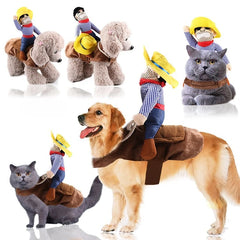 Santa Dog Costume Christmas Pet Clothes Santa Claus Riding Pet Cosplay Costumes Party Dressing up Dogs Cats Outfit for Dogs