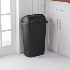 13 Gal Roll Top Wastebasket with Easy Clean Surface Convenient Kitchen Trash Can BPA Free Indoor Use Durable Rectangle Plastic