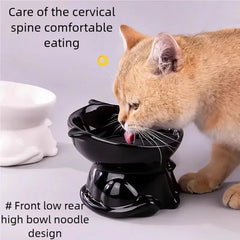 Washable Plastic Cat Bowl Cute Diagonal Big Feet Design Protect Cervical Spine Pet Drinking Bowl for Cat Dog Pet Supplies