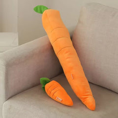 Durable Plush Carrot Dog Chew Toy with Squeaker Sound - Interactive Vegetable Pet Toys for Small Medium Large Dogs Accessories