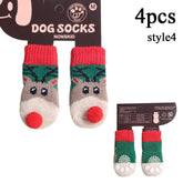 4pcs Winter Thick Dog Socks Pet Paw Protector Booties Christmas Pet Small Cat Knit Warm Socks Dog Anti-Slip Socks Chihuahua