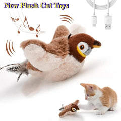 Catnip Electric Pat Bird (with Catnip) Hot Cat Interactive Toys Dog Cats Touch-Activated Squeaky Plush Toy Pet USB Rechargeable