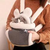 Winter Warm Pet Backpack - Fleece Lined, Safe & Lightweight Carrier for Small Cats/Dogs. Perfect Travel & Christmas Gift! 🎁