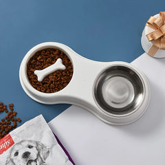 Pet Slow Feeder Bowl Stainless Steel Double Bowl Dog Food Cat Bowl Anti-Choke Feeder Dish for Puppy Kitten Durable Pet Supplies