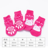 4 Pcs/set Cat and Puppy Shoes Of Cute Pet Dog Socks with Printed Non-slip To Protect and Prevent Dirt Warm Pet Puppy Socks