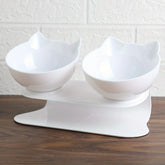 Double Cat Bowls - Raised Pet Food And Water Bowls For Cats And Small Dogs - Non-Slip Plastic Cat Bowl With Removable Stainless