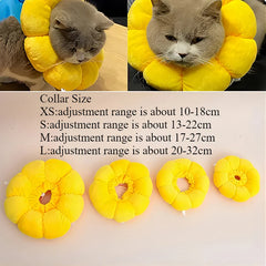 Pets Cats After Surgery Wound Protective Collar Cotton Soft Adjustable Elizabeth Collar Prevent Licking Of Hair Sunflower Collar