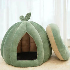 winter warm Cat House Bed cute Pumpkin shaped Enclosed Cat Bed Thickened flannel Cat Cave Pet Bed For Kittens Small Dogs Winter