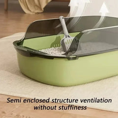 Cat Litter Box Semi Closed Splashproof Design Removable Pet Toilet Thickened Plastic Easy Clean Kitten Tray Cat Pet Supplies