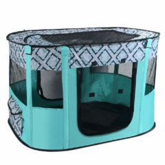 Visible Portable Pet Playpen Breathable Collapsible Folding Pet Cage Removable 300D Oxford Cloth Dog Enclosure Indoor