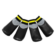 1Set Waterproof Pet Dog Rubber Socks Winter Anti-Slip Booties Shoes Rain Snow Small Puppy Footwear Black Size 1