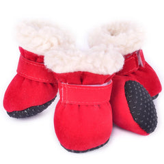 4Pcs Winter Waterproof Warm Non-slip Snow Boots for Small Breeds Dogs Puppy Outdoor Walking Dog Socks Bootie Pet Paw Care