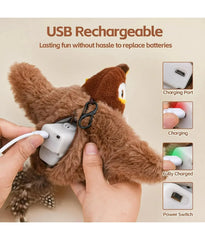 Interactive Cat Toys Rechargeable Flying Bird Cat Toy Chirping Flapping Bird(no Flying) Can Add Catnip Touch Activated Plush Toy