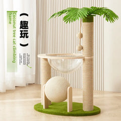 Coconut Tree Cat Climbing Frame with Nest Space Capsule Small Cat Tree Scratching Post for Kittens Play